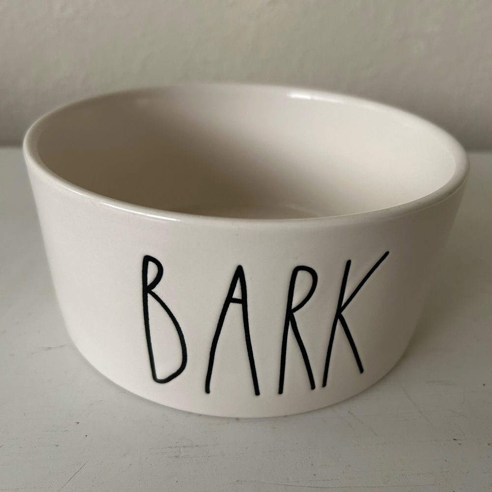 Rae Dunn White Ceramic Dog Bowl